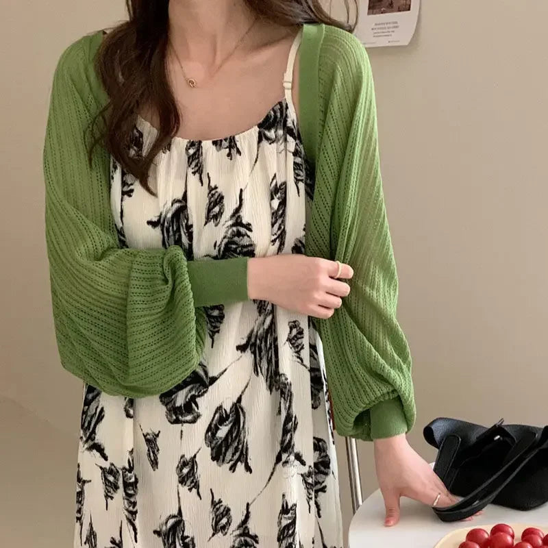 Ice silk sun proof cardigan apricot color option