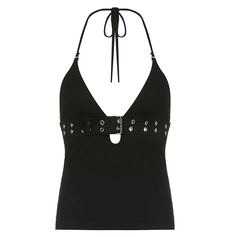 Bandage lace-up crop top backless view