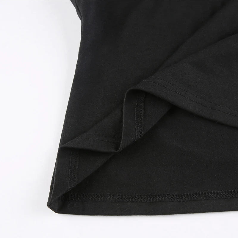 Bandage lace-up crop top front view black
