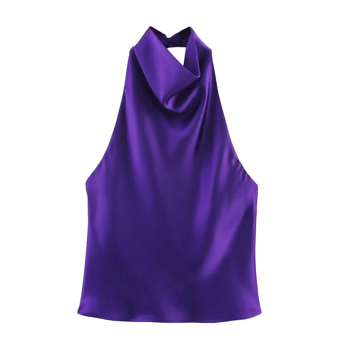 Women's halter neck backless waistcoat top backless detail purple