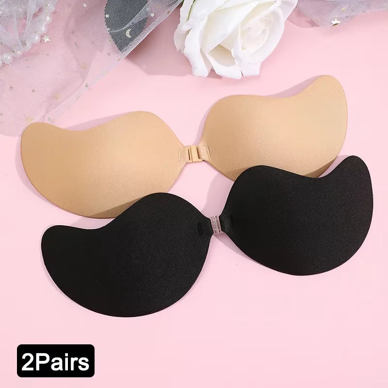 Strapless invisible push-up bra front view black