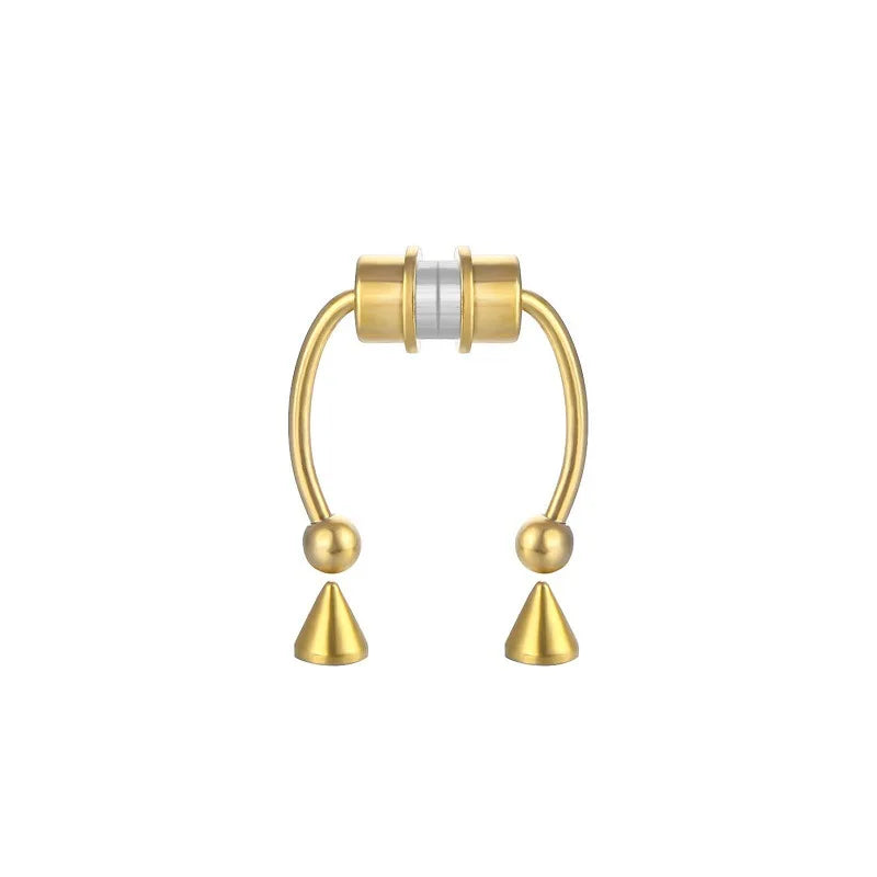 Magnetic faux nose ring worn on model
