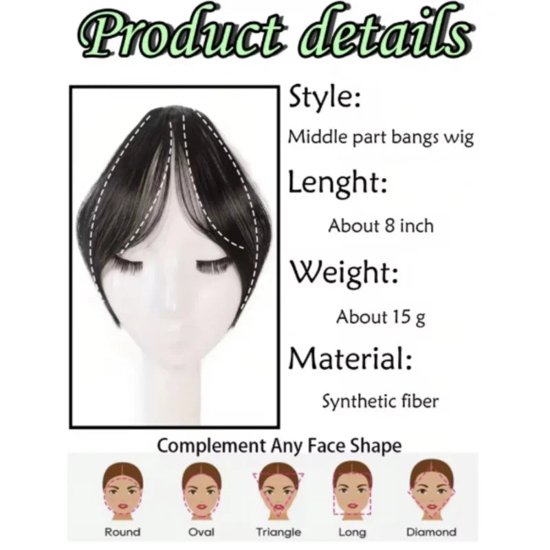 Clip-in bangs hair extension worn on model