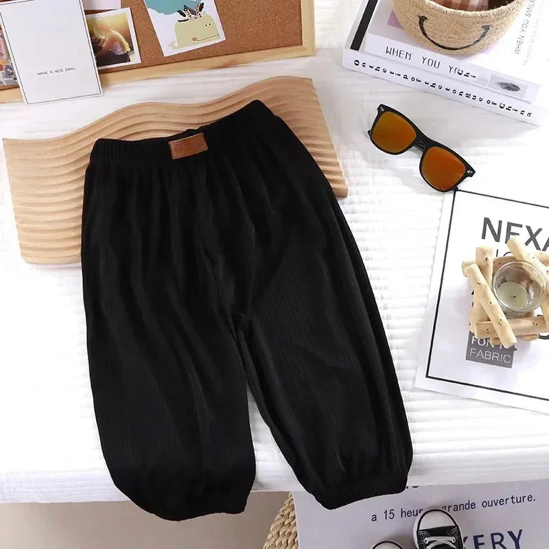 Kids breathable summer pants waistband detail