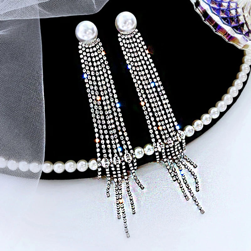 Crystal tassel drop earrings style variety display