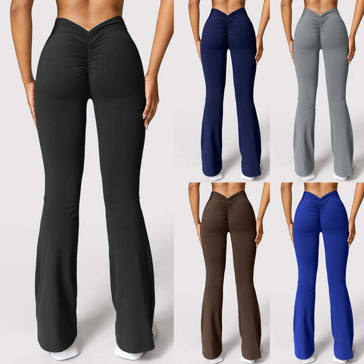  V-back waist leggings color options flat lay