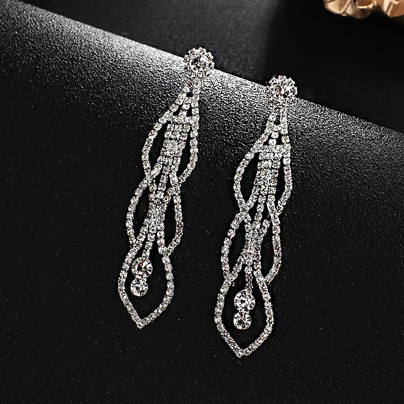 Crystal tassel drop earrings style variety display