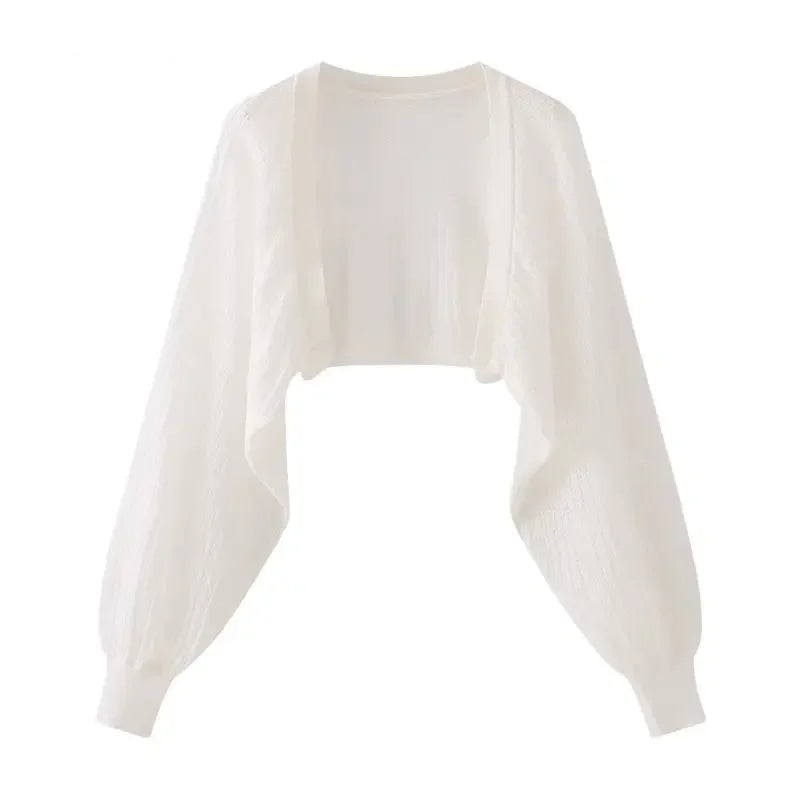 Ice silk sun proof cardigan apricot white