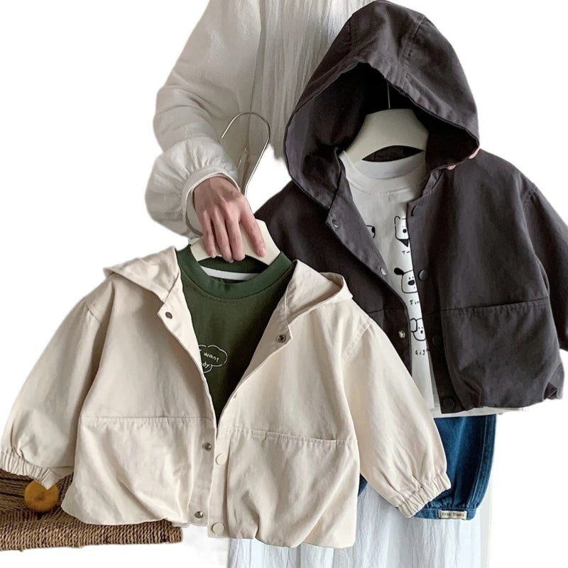 Toddler hooded spring jacket worn by child