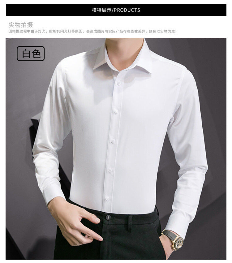 Slim fit business shirt front view navy blue