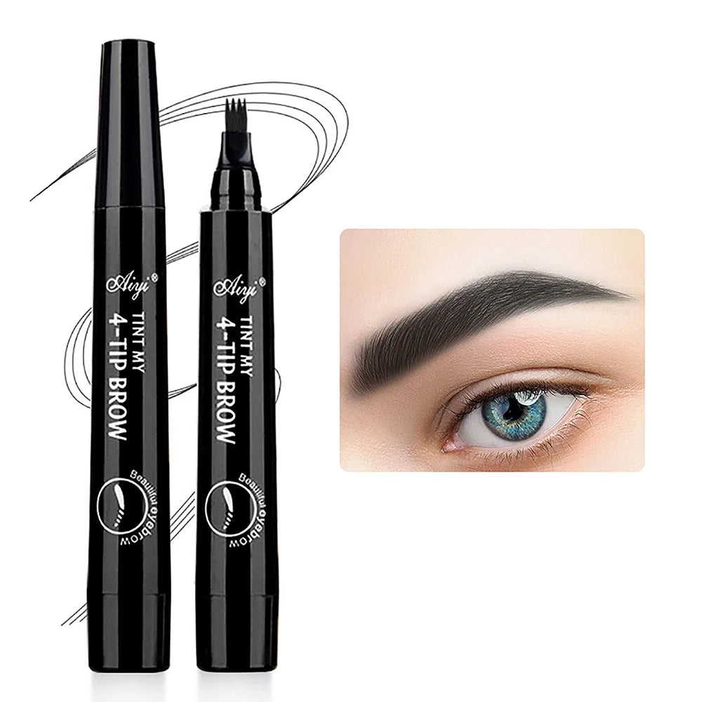 Microblading Eyebrow Pencil with four-tip brush for precise and natural eyebrow application.