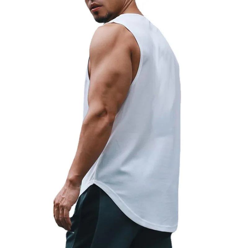 Quick-dry gym tank top front view gray