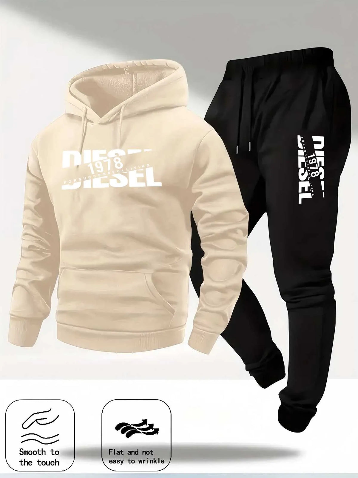 Hooded two-piece set worn styled outfit