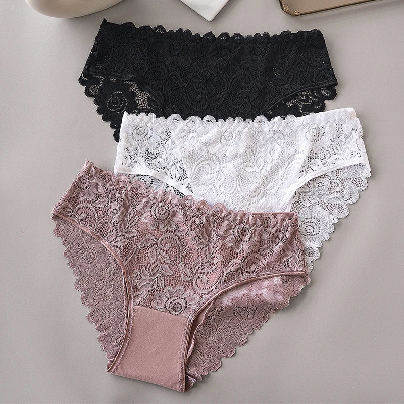 Women's floral lace briefs worn model