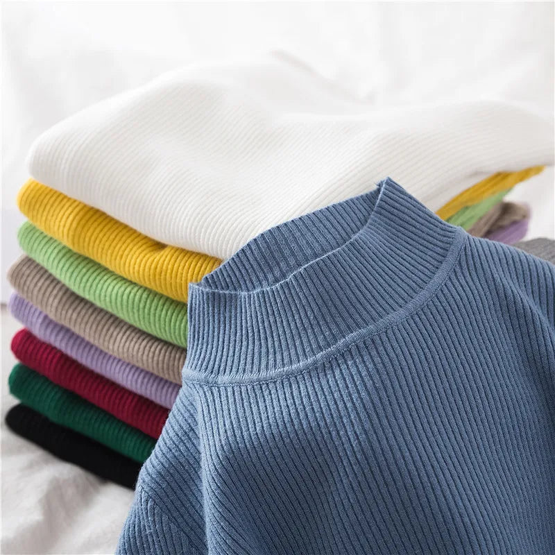Soft turtleneck sweater front view option