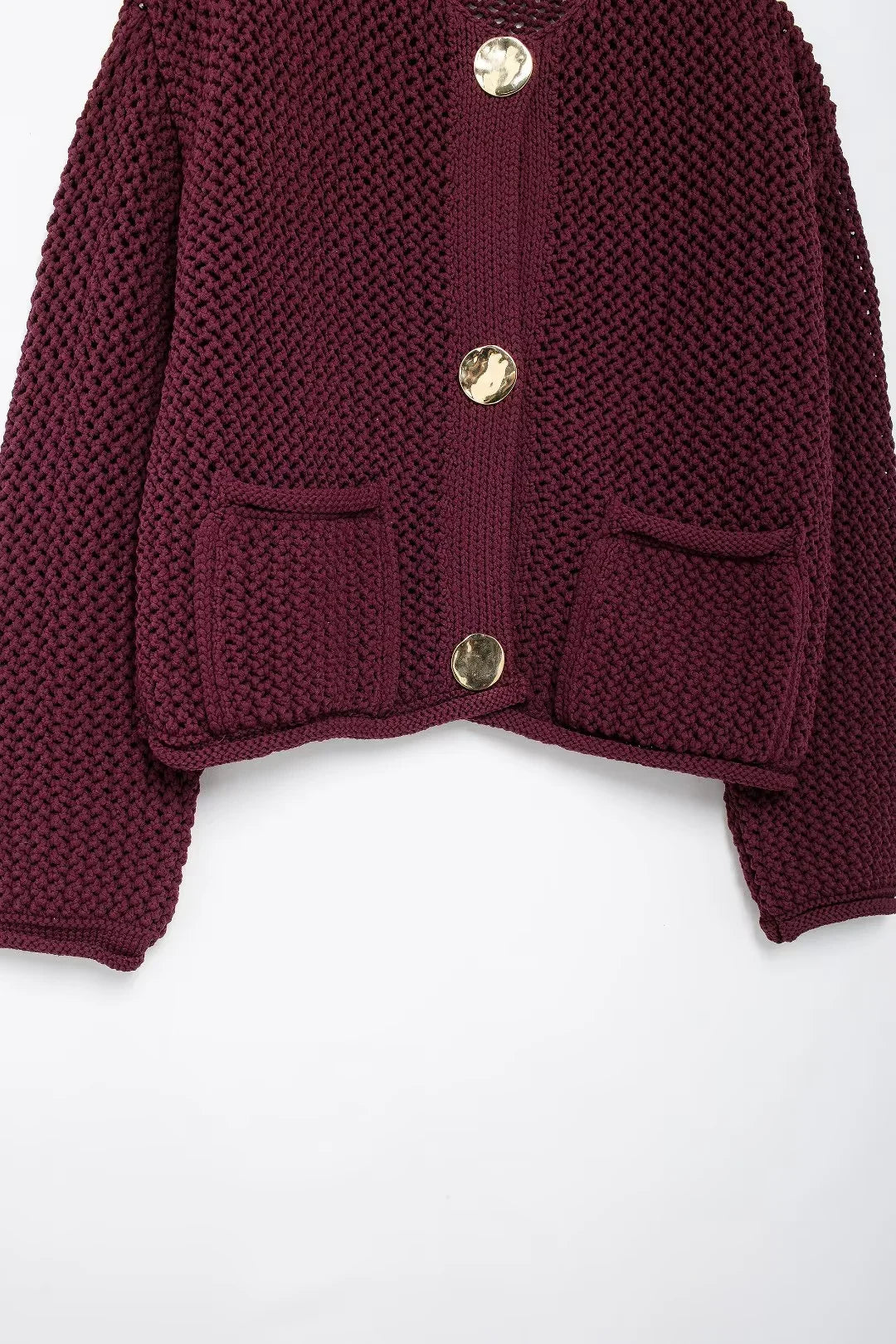 Cropped Knit Cardigan Women's Button Up Sweater