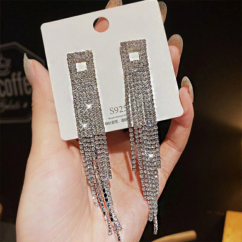 Crystal tassel drop earrings style variety display