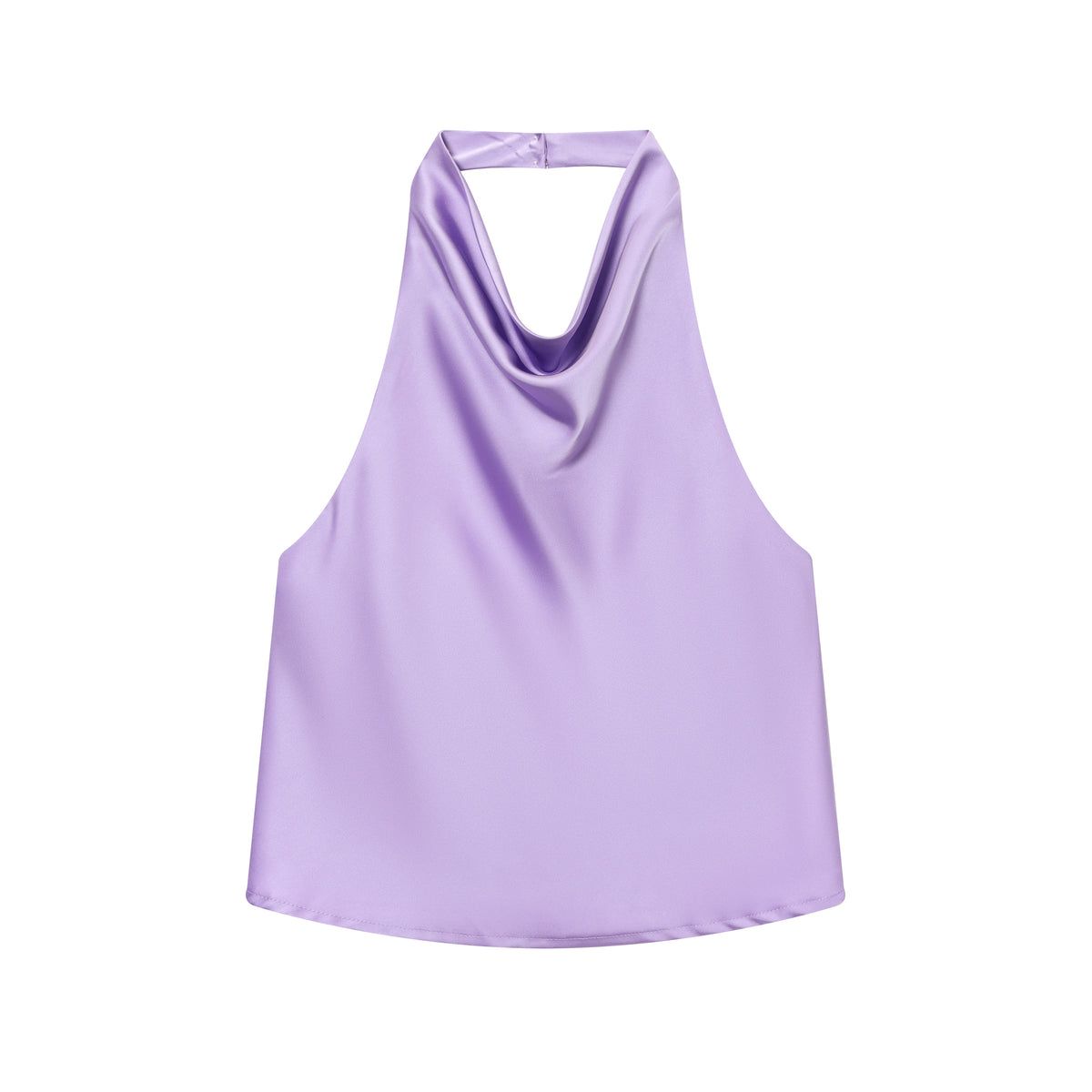 Women's halter neck backless waistcoat top backless detail purple