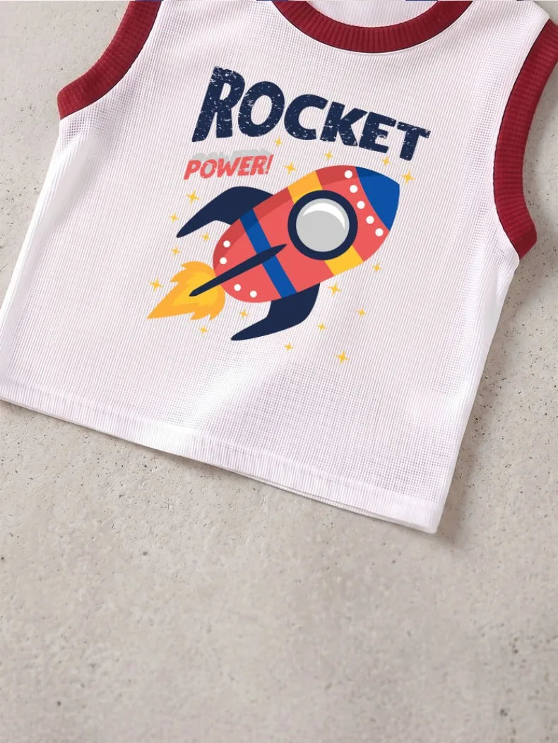 Boys vest & shorts set worn by child