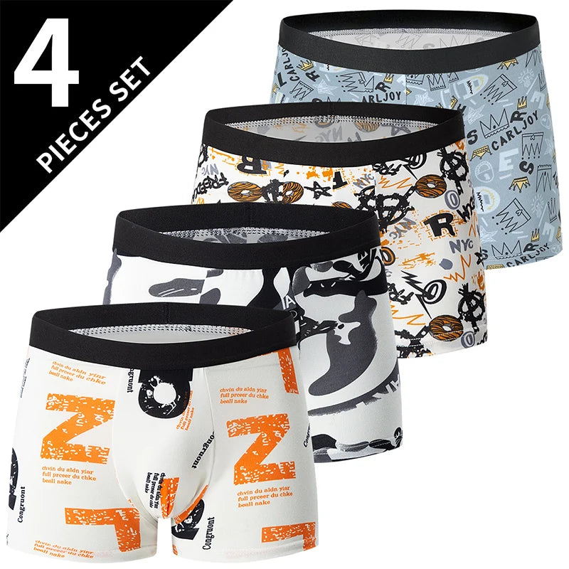 Men's printed boxer shorts worn model