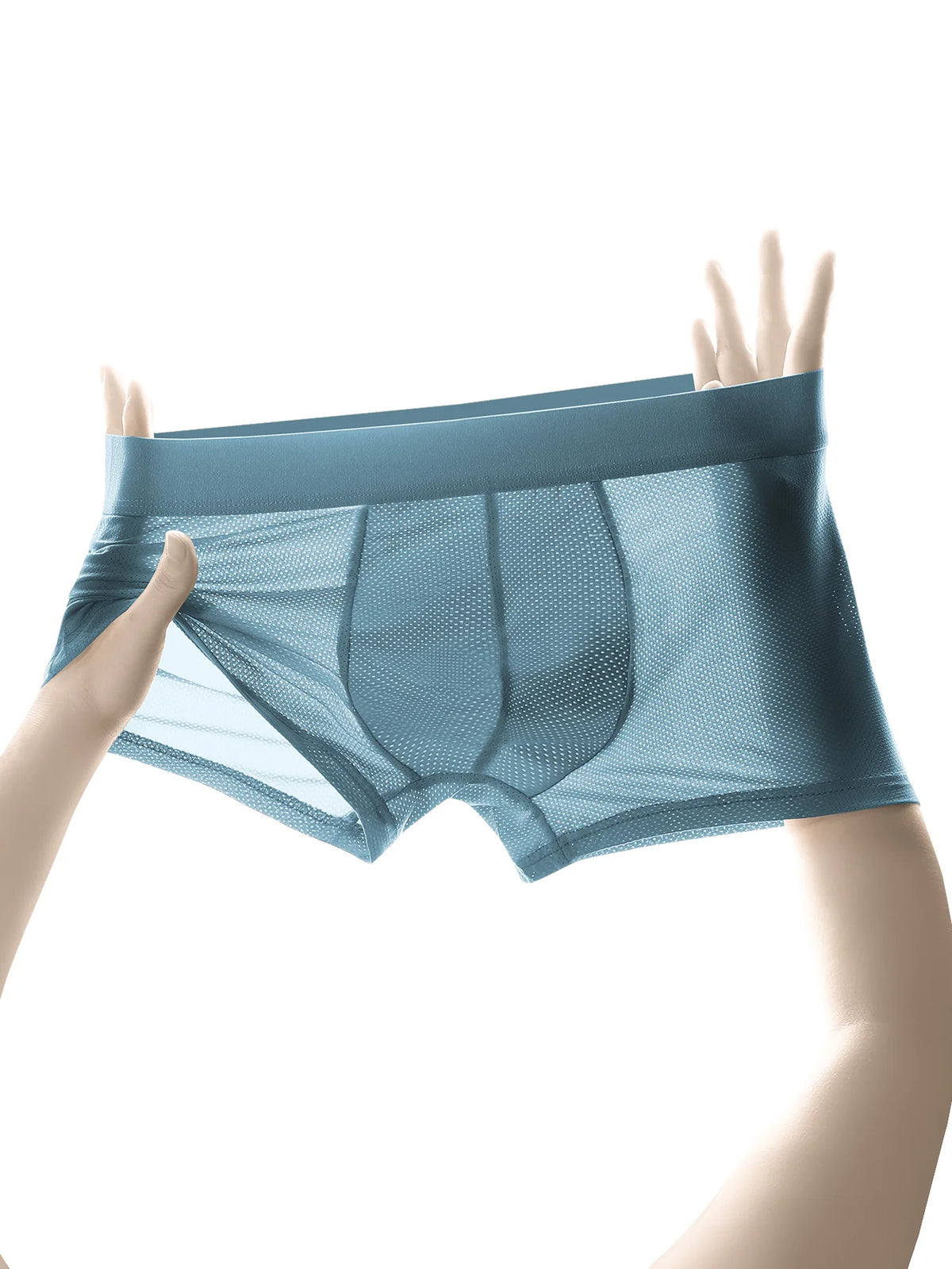 Men's ice silk mesh boxer briefs worn model