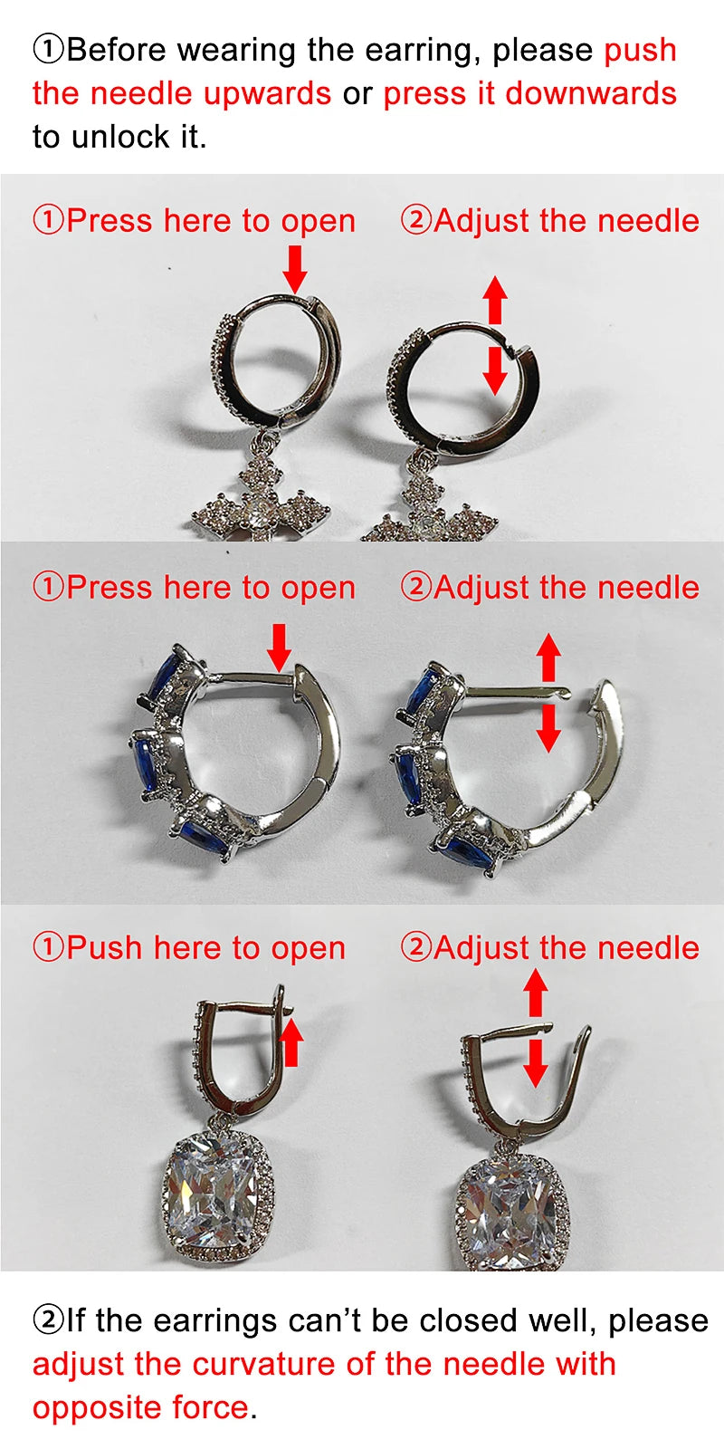 CZ paved hoop earrings worn on ear