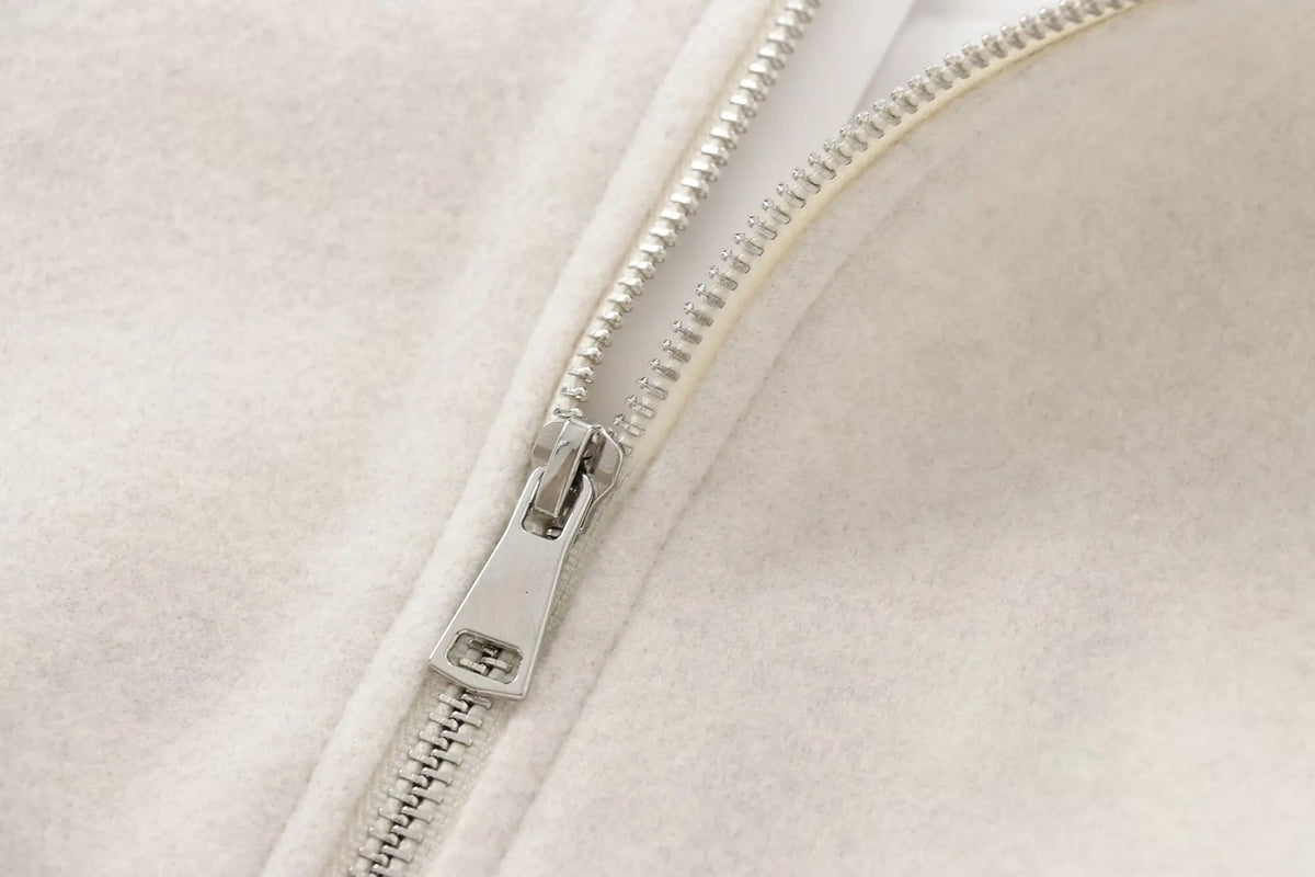 Cropped zip bomber jacket worn styled outfit