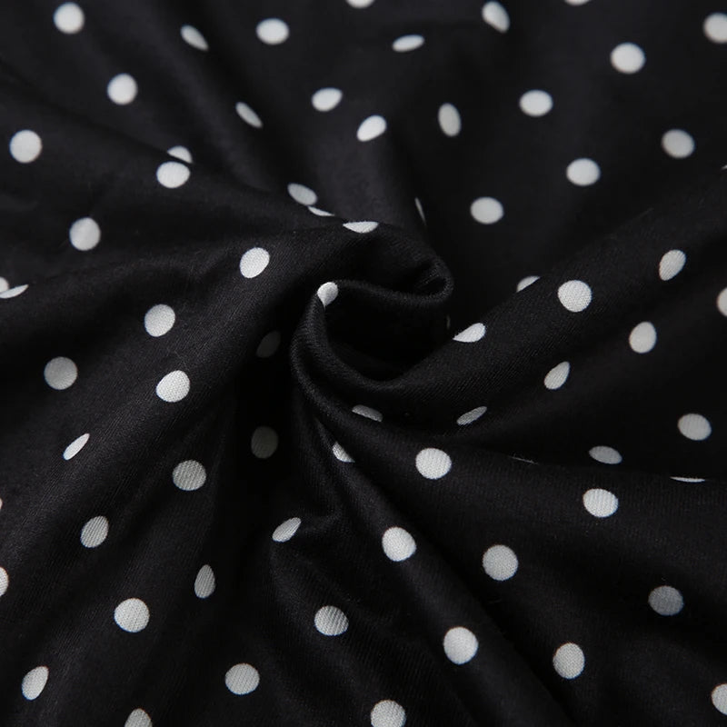 Polka dot halter dress styled for party