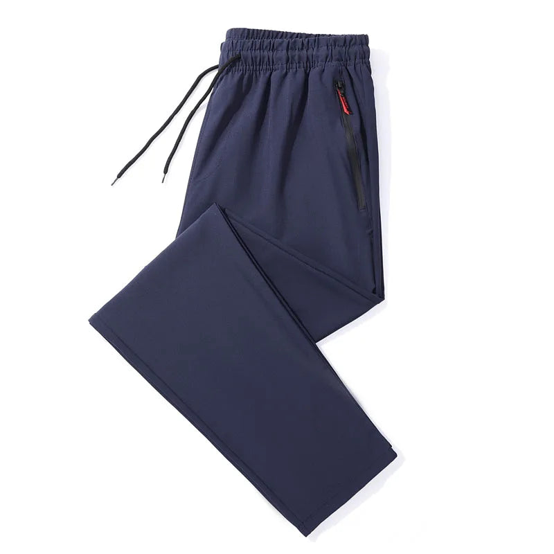 Men's slim fit Korean jogger trousers front view dark grey