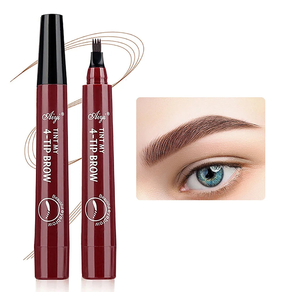 Microblading Eyebrow Pencil with four-tip brush for precise and natural eyebrow application.