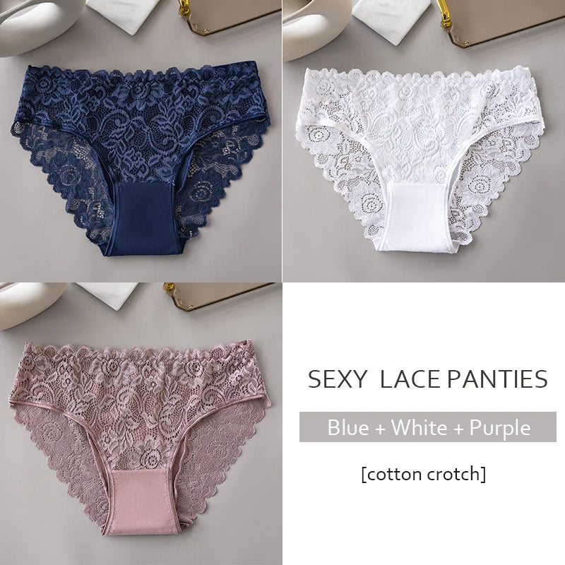 Women's floral lace briefs worn model