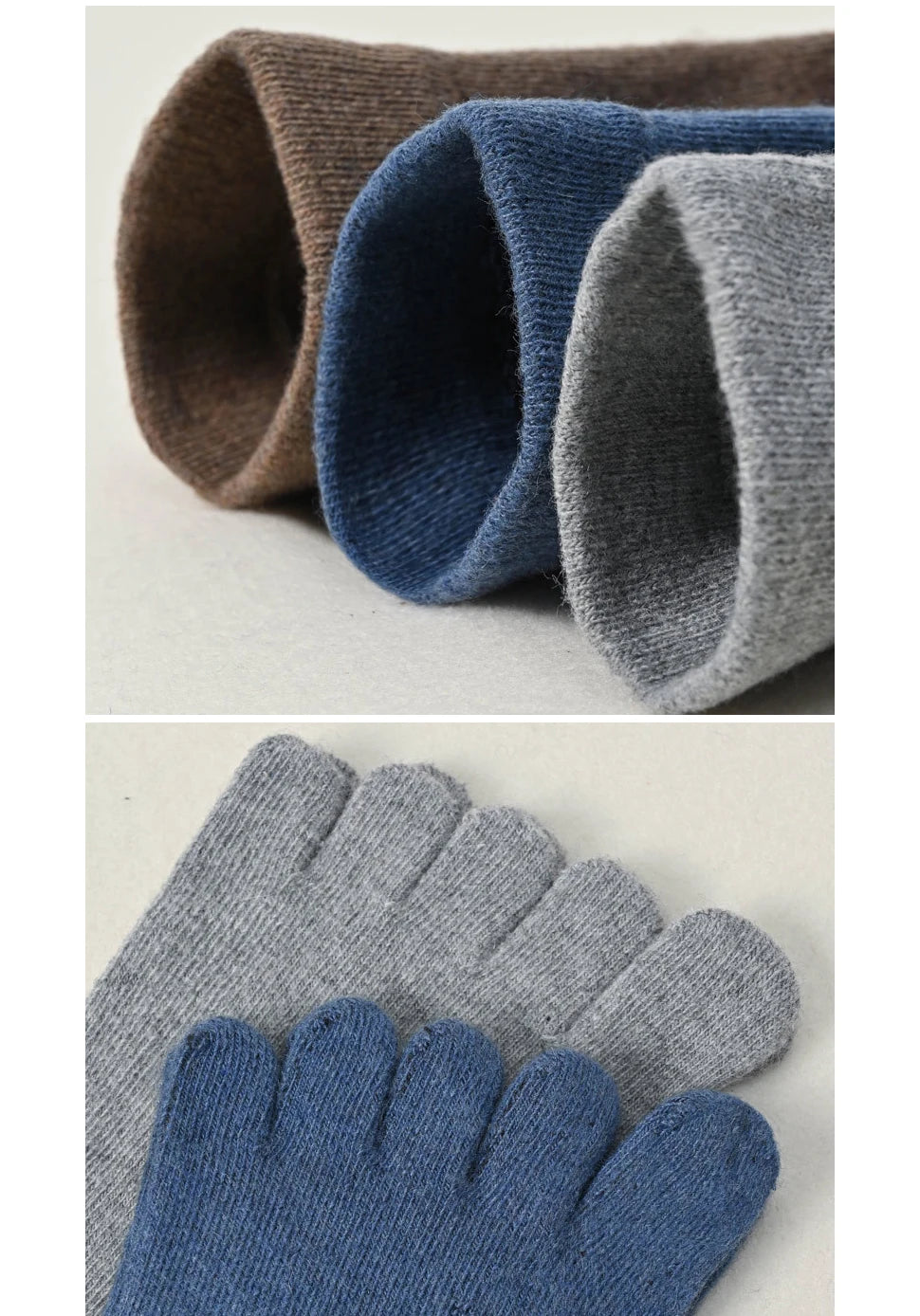 Wool toe socks worn on feet