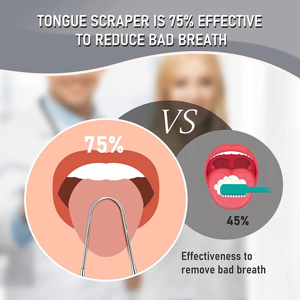Stainless steel tongue scraper 3 piece set