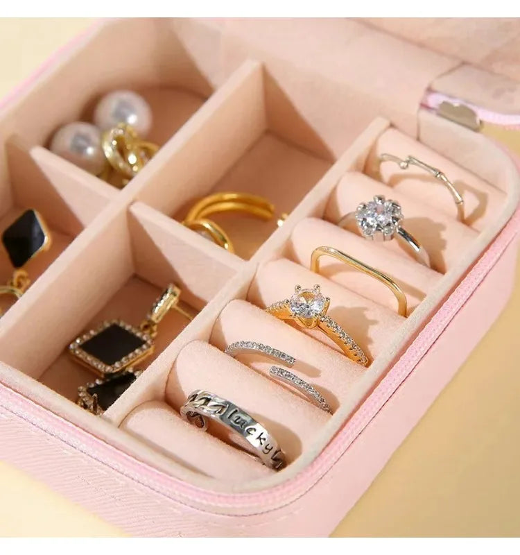 Travel jewelry organizer case interior compartments