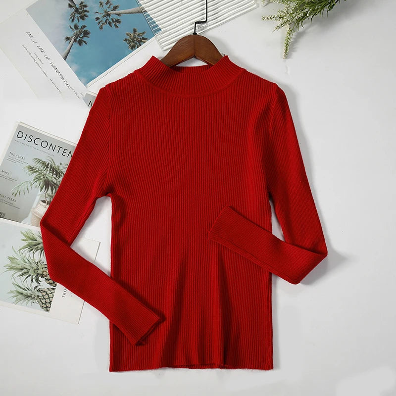 Soft turtleneck sweater front view wine