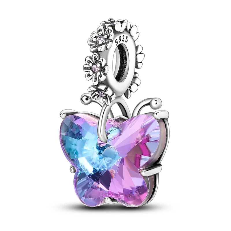 Butterfly charm beads attached to bracelet
