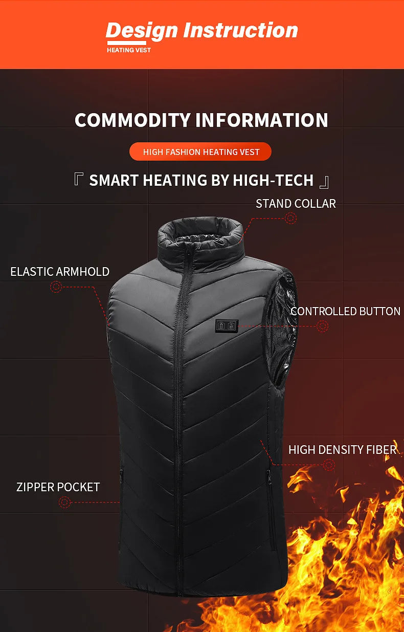 USB heated jacket front view black