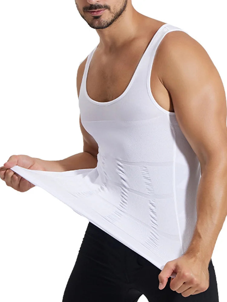 Men's slimming body shaper compression vest fabric detail