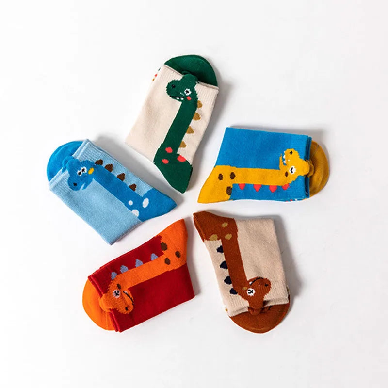 Kids dinosaur socks pack front view