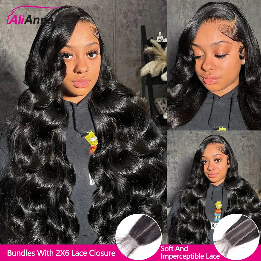 Hair bundles hd lace closure worn styled
