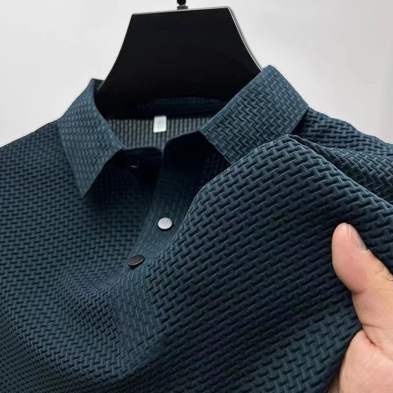 Bone print polo shirt front view green