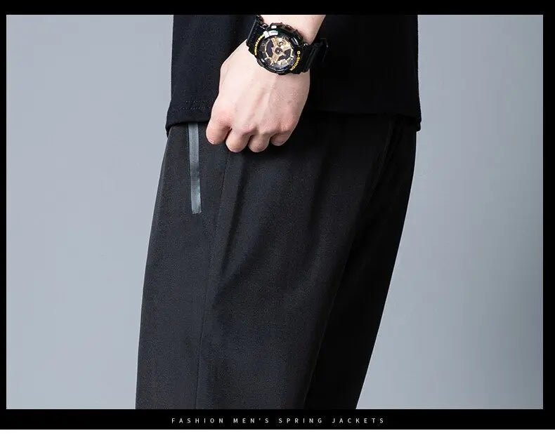 Slim fit jogger pants front view grey