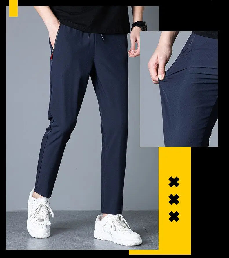 Slim fit jogger pants front view grey