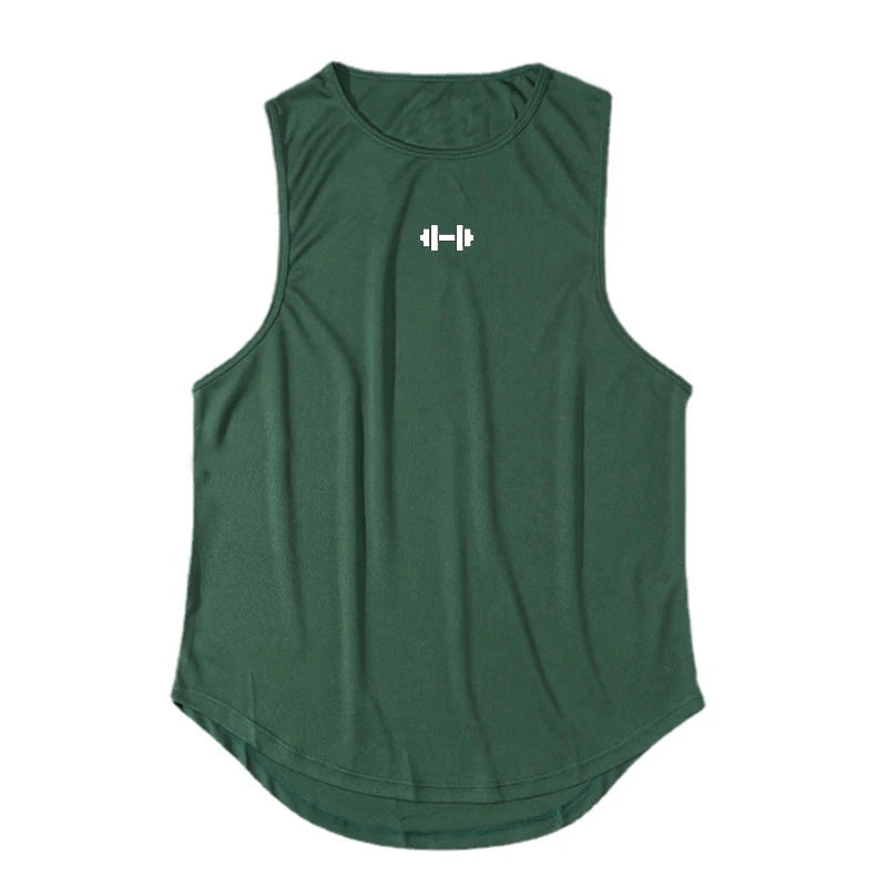 Quick-dry gym tank top front view gray