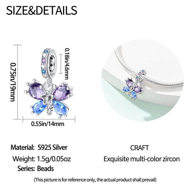 Butterfly charm beads attached to bracelet