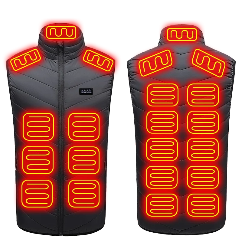 USB heated jacket front view black