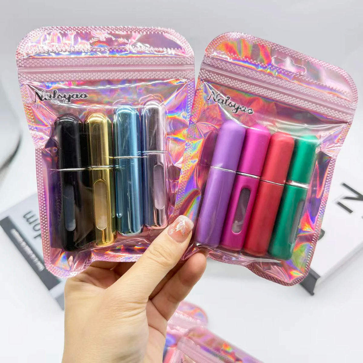 Refillable perfume atomizer 4-pack full set view