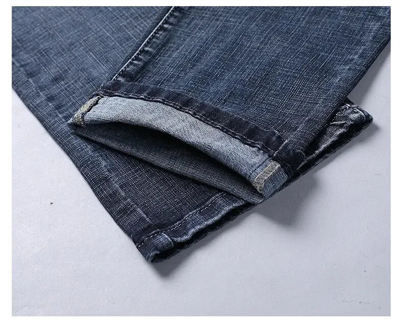 Stretch straight jeans front view sky blue