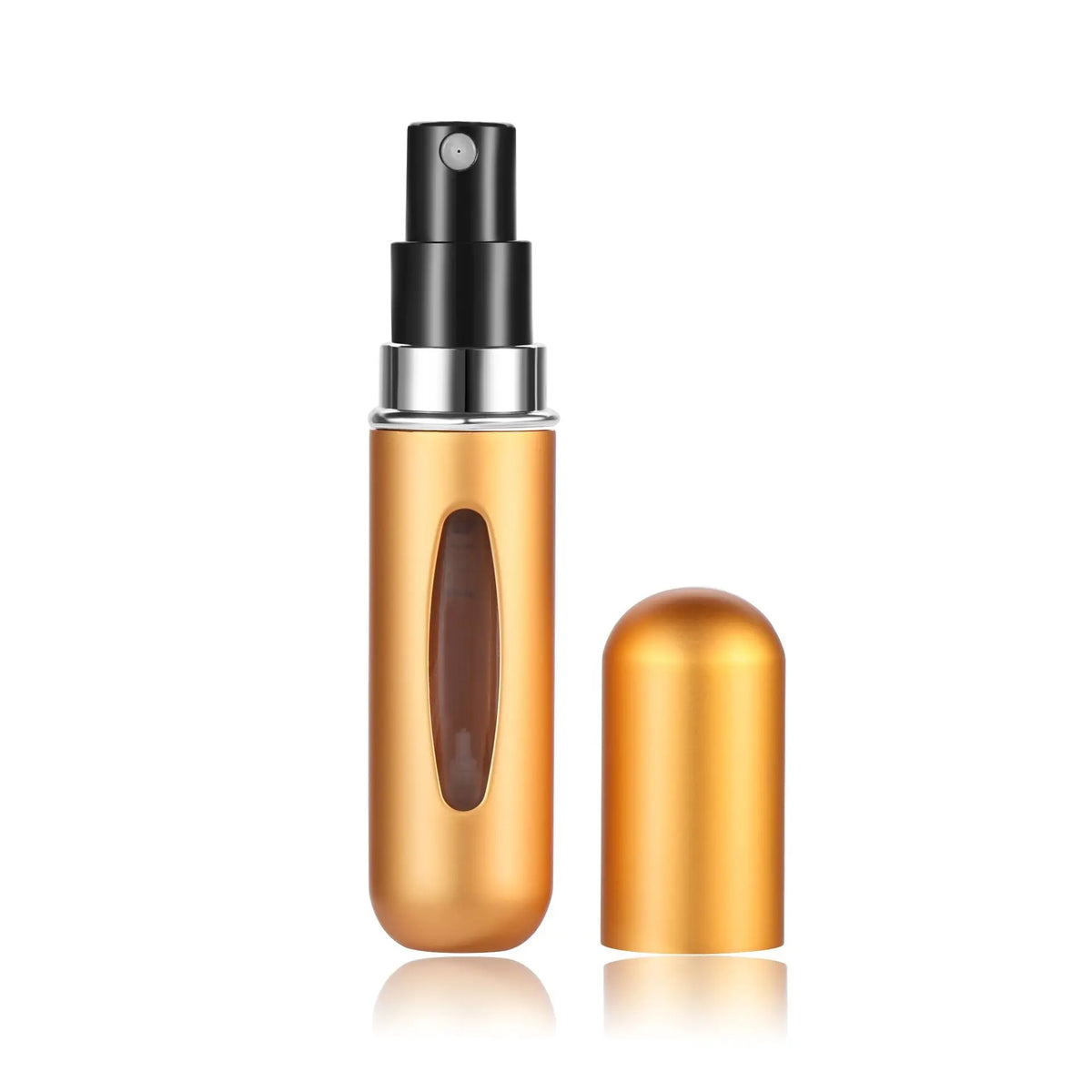 Mini travel perfume atomizer worn in use