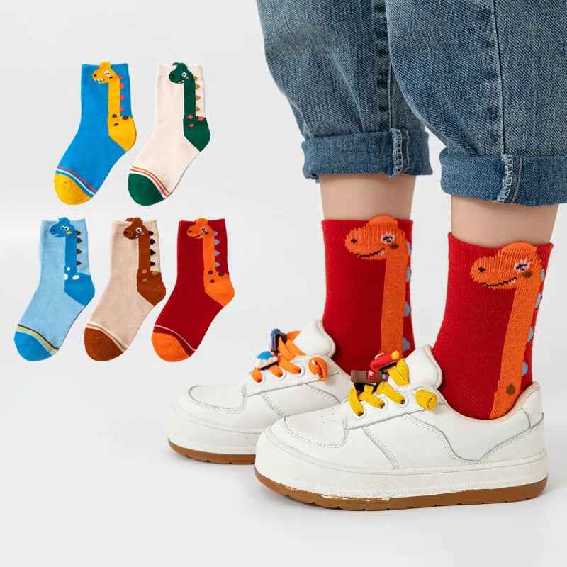 Kids dinosaur socks pack front view